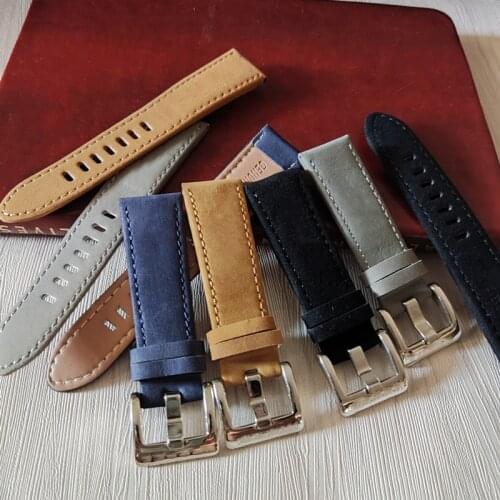 High Quality Leather Vintage Watch Straps Blue Watchbands Replacement Strap for Watch Accessories 22mm