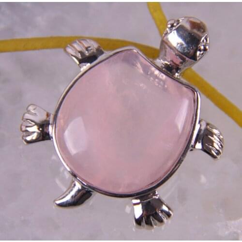 Natural Rose Crystal Bead GEM Pendant Jewelry For Gift Turtle S357
