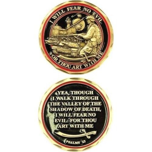 Custom coins low price USMC Navy Fear No Evil Psalm 23 Challenge Coin Spiritual oem metal milirary coins FH810240