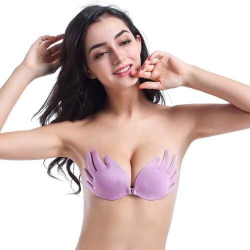 Womens Self Adhesive Invisible Push Up Bra Strapless Hand Style Sticky Bra Silicone Front Bralette Women Intimates underwear