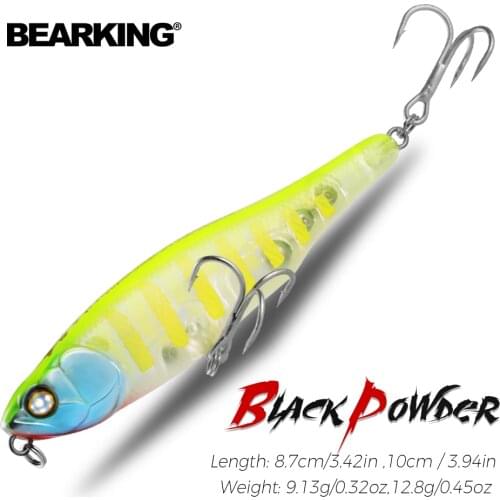 BEARKING BLACK POWDER 10cm 8.7cm hot model fishing lures hard bait 30color pencil quality professional bait walk dog action