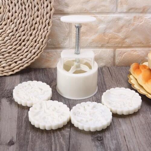 1 Set Moon Cake Moulds Lotus Leaves Design Hand Pressure Fondant Decoration Cookie Cutter for Baking DIY Cookie Baking Gadgets