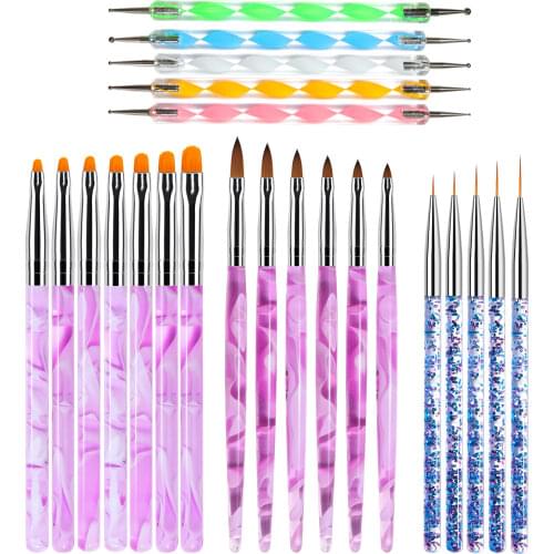 5pcs/set Sequins Nail Art Dotting Brush Pen 2 Sides Use UV Gel Polish Design Drawing Line Rhinestones Dotting Manicure Accessory