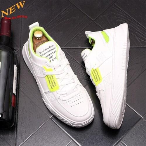 White Men Sneakers Leather Casual Shoes Flats Hip Hop Loafers Height Increasing shoes Zapatillas Hombre
