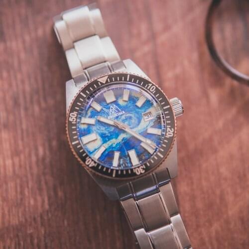 Proxima 62MAS 65 Stainless Steel Diver Dive Bronze Bezel Watch NH35 Movement Ceramic Bezel Insert C3 Luminous Starry Night Dial