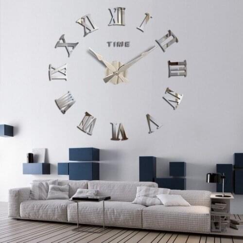Dıy Clock New Generation 3D Wall clock Model 2 (Silver) Wall Clock