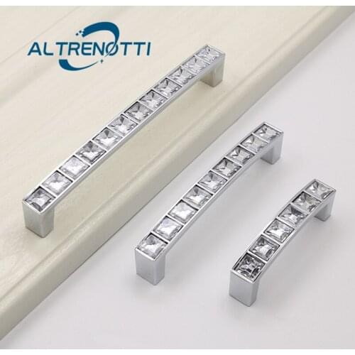 Zinc Furniture Handle Crystal Diamond Luxury Door Pull For Drawer Wardrobe Cabinet Closet Kitchen Cupboard Knob Home Hardware