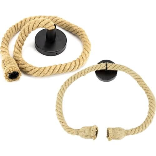 E27 Lamp Base Holder Retro Natural Jute Decorative Rope Electric Cord Chandelier Bulb Connector Cable Adapter for Living Room