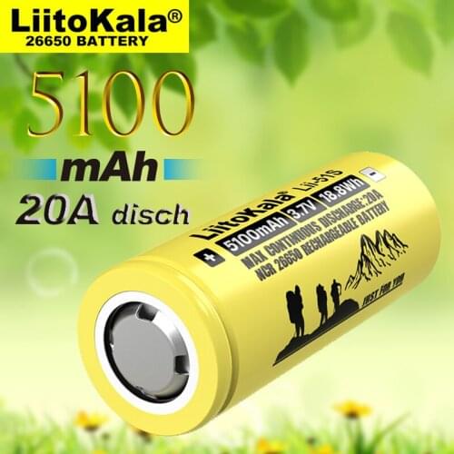 Lii-51S 26650 battery power 20a rechargeable lithium battery 3.7v 5100ma flashlight equipment batteries Power bank