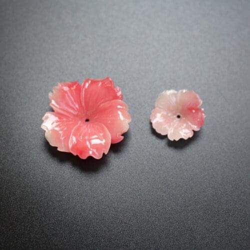 10pieces/lot) Carved 20mm 30mm Flowers Space parts Double Pink Artificial Coral Findings for Jewelry making
