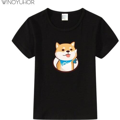 Shiba Inu Cartoon T Shirt Children Summer Casual Short Sleeve Clothes Boy Girl Tops Cotton Cute Dog Print Tees Tops 2020 New