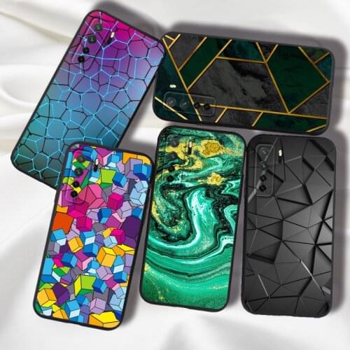 Geometric Silicone Case For Huawei P40 Lite E P40 P30 P20 Pro Lite Y6S Y9S Y7A P Smart 2021 2019 PSmart Z Case Cover TPU