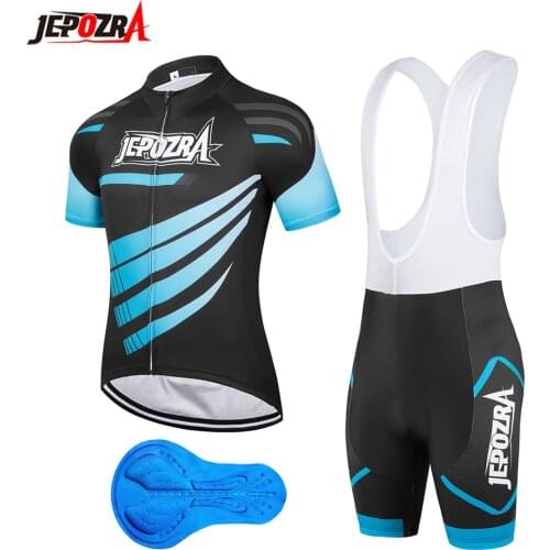 Jepozra Cycling Jersey Short Sleeve Men MTB Bike Clothing Road Bicycle Shorts Padded