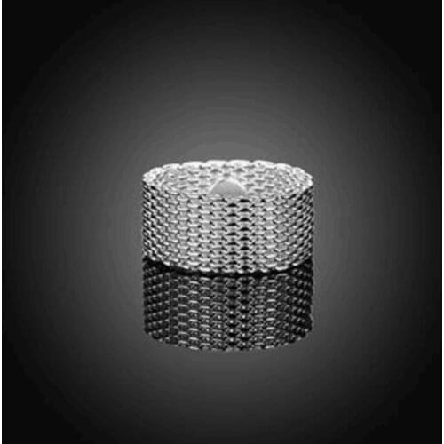 Vintage Ancient Silver Color Mesh Rings 6 7 8 9 10 for Women Punk Hip Hop Adjustable Ring Fashion Jewelry Best Gift