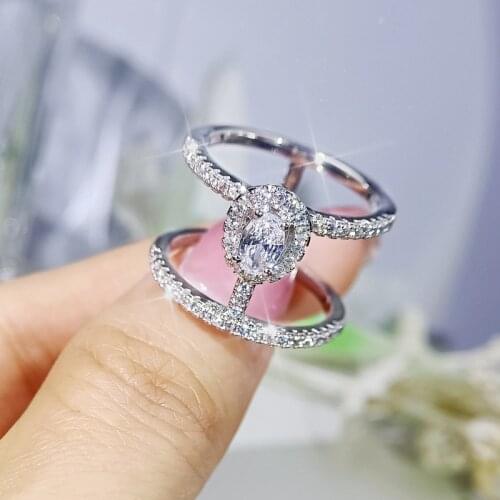 2021 New Fashion Double AAAA Zircon Womens Ring Exquisite Jewelry Wedding Party Girl Sexy Ring Luxury Rings for Women