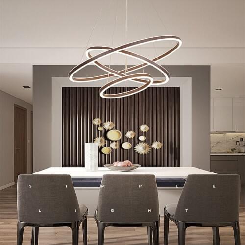 Chandelier Nordic Postmodern Home Ring Retractable Dining Room Bedroom Living Room Indoor Lighting RC Dimmable Chandelier