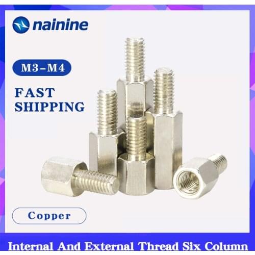 M3/M4xL+6mm Nickel Plated Hex Brass Spacing Screws Threaded Pillar PCB Computer PC Motherboard Standoff Spacer