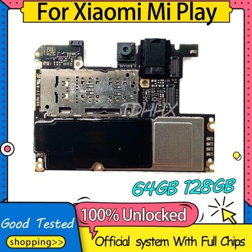 Original 100% Work Unlock Motherboard For Xiaomi Play Mi Play Logic Circuit Board CN Version 64GB/128GB ROM 4GB/6GB RAM