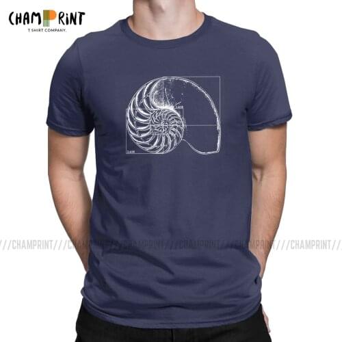 Fibonacci On A Nautilus Shell T Shirt Men 100% Cotton Vintage T-Shirt Math Science Tee Shirt Short Sleeve Clothes 4XL 5XL 6XL