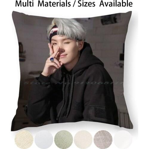 Mic Drop Suga Pillow Case Throw Pillow Cover Cotton Linen Flax Rm Kim Nam Jun Kim Nam Joon Jin Kim Suk Jin Suga Min Yun Gi Min