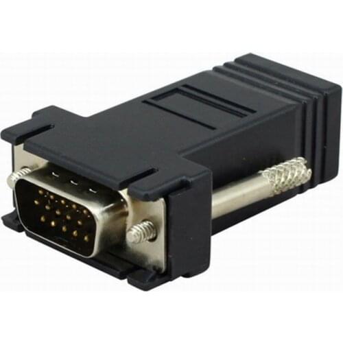 New VGA RGB 15pin Male Extender To Lan Cat5 Cat5e RJ45 Ethernet Female Adapter #DY0137