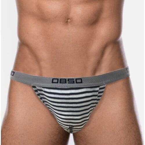 New Striped Cotton Gay Underwear Jockstrap Men Sexy Lingerie Thong Man Bikini Sissy Penis Pouch Soft Comfortable Panties BS3118