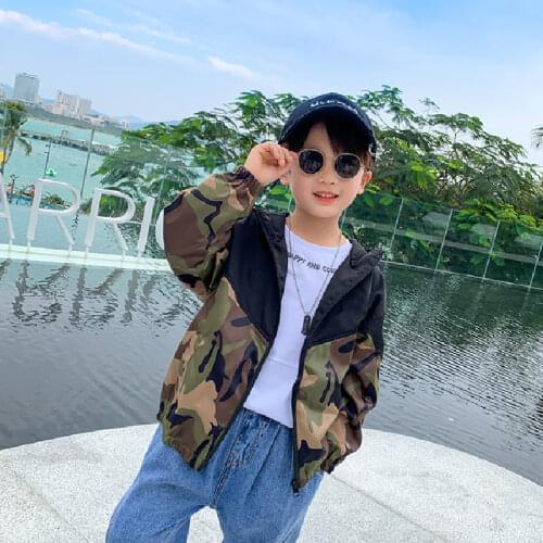 Teenage Spring Autumn Camouflage Childrens Hooded Jacket 4-13 Year Old Boy Korean Halloween Classic Zipper Costume 6 Colors