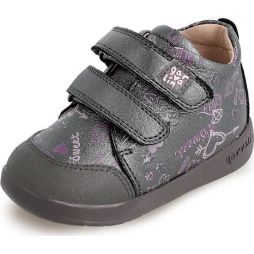 Girls ankle boots in check leather