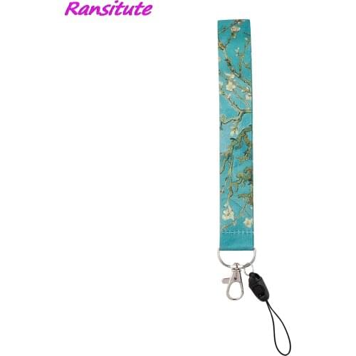 R2160 Van Gogh Almond Blossom Short Lanyards Id Badge Holder Keychain ID Card Pass Gym Mobile Badge Holder Lanyard Key Holder