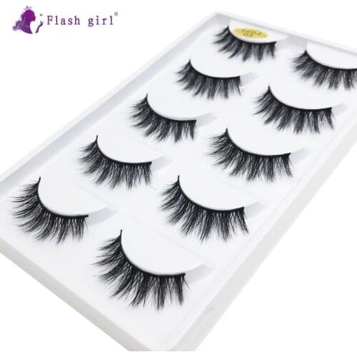 Professional Flash Girl 3D Mink Lashes 5 Pairs Natural Long False Eyelashes Makeup Extension Volume Fake Eyelash 3D-FG02