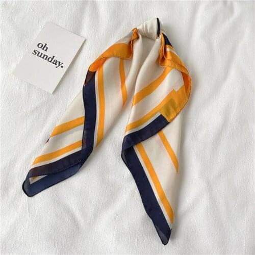 Vintage Print Silk Shawl Women Elegant Ladies Square Scarf For Hair Bands 2021 Satin Hijab Female On Head Wraps Neckerchief