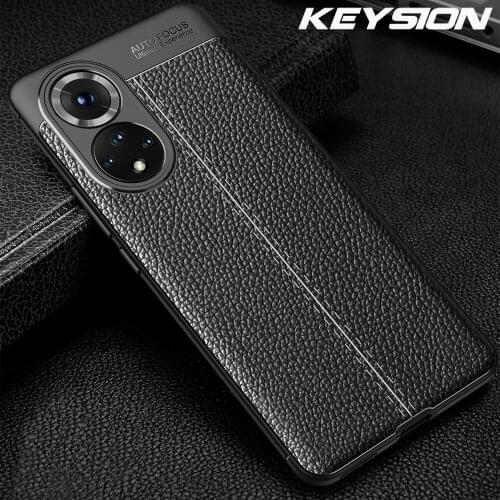 KEYSION Shockproof Case For Honor 50 Pro 50 SE 5G View 40 Leather Texture soft Silicone Phone back cover for Huawei Nova 8 Pro