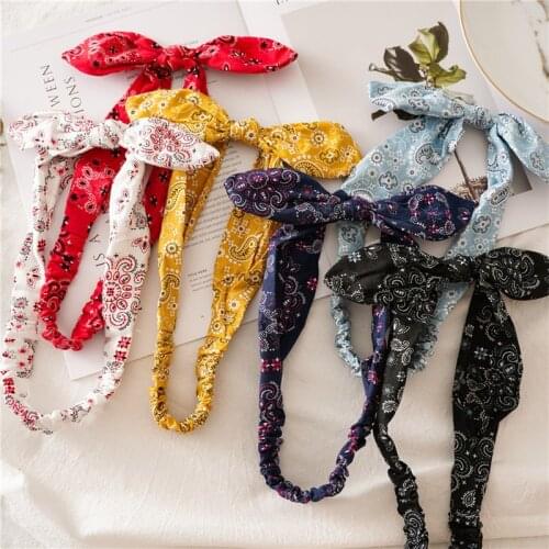 Vintage Women Hair Accessories Hair Bands for Girls Fashion Headband Knotted Bow Soft Solid Elastic Headdress Ladies Hoop