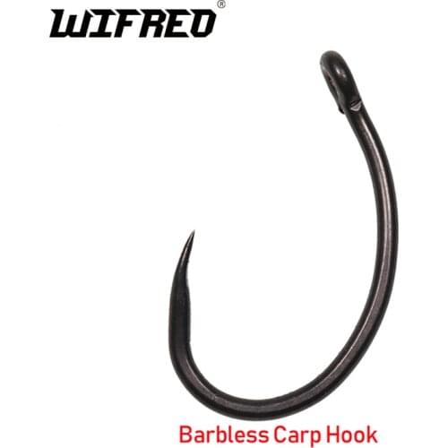 Wifreo 50PCS Europe Barbless Carp Hooks YN High Carbon Steel Curve Shank Matt Black Fishing Hook 2-10 for Carp Hair Chod Zig Rig