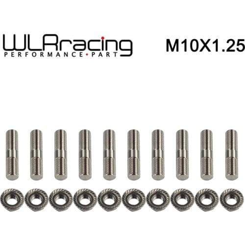WLR Racing - 10 pcs 10mm Stainless Steel Exhaust Studs & Serrated Nuts M10x1.25 Stud Conversion Tall Lug Bolts SCREW ADAPTER kit