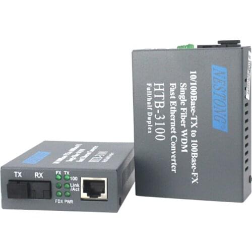 1 Pair HTB-3100AB-25KM A/B 100Mbps Fiber Optical Media Converter Single Mode Single Fiber SC Port 25KM