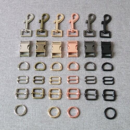 10 Pcs 20mm Metal D O Ring Belt Straps Adjust Slider Breakaway Buckle Lobster Clasp For Bag Dog Collar Leash Harness Accessory