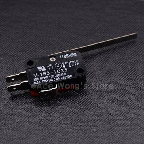 10Pcs Long Straight Hinge Lever SPDT Micro Limit Switch V-153-1C25