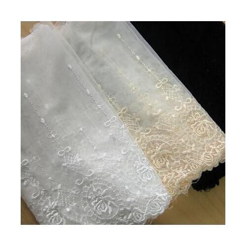 2Yds/lot Width 20cm black beige white cotton mesh lace lace embroidery lace handmade DIY clothing accessories W547