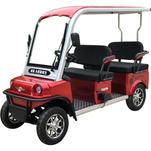 2020 New Design 4 Seater Adult Electric Golf Carts Motorized Tandem Rickshaw Surrey Sightseeing Bicycle for Sale