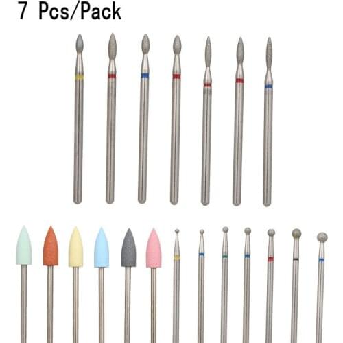 7pcs/set Ball Diamond Nail Drill Milling Cutter for Electric Manicure Machine Rotary Burr Nail Gel Cuticle Clean Accessories