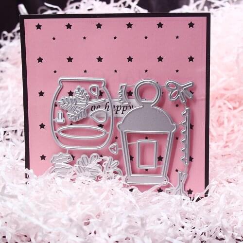 Fish tank lantern candle Metal Cutting Dies Birthday Gift for DIY Scrapbooking Album Paper Cards Craft Embossing Craft Die cut