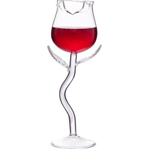 Wine Glass Rose Flower Shape Goblet Lead-Free Red Wine Cocktail Glasses For Party Barware Drinkware Festival Ornaments #20