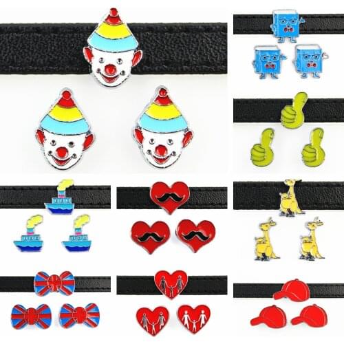 More Options! 10pcs 8mm Slide Charms Monkey Strawberry Rainbow Fit Pet Collar DIY Necklace & Bracelet keychains