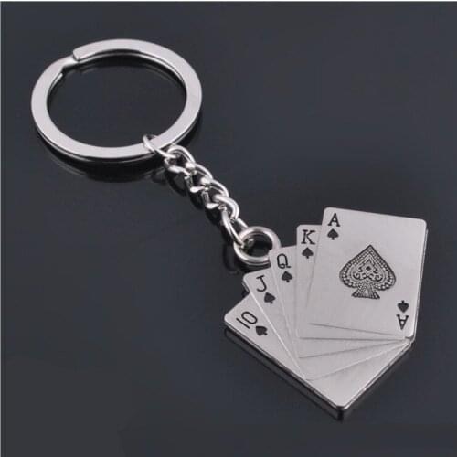 Zinc Alloy Playing CARDS Keychain Key rings Men Jewelry Key chains Car Key accessories Gift for friends 10pcs