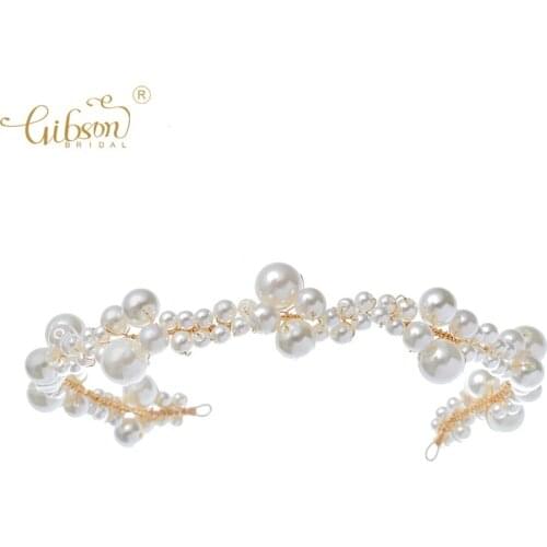 Ins Hot Baroque Party Dress Photo Shot Prop Pearl Headband Crown Wedding Tiaras For Bridal Hair Accessory