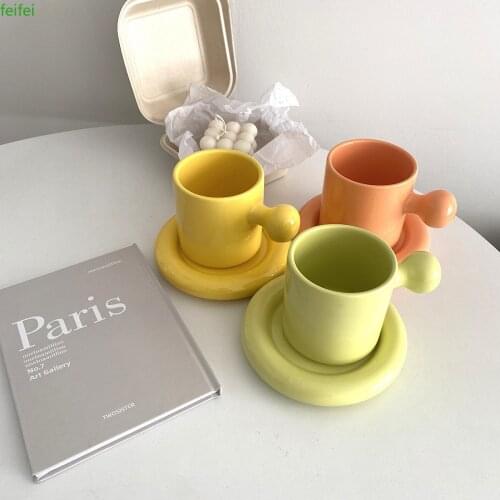 Ceramic Mug with Saucer Home Decoration Cute Creative Combination Breakfast Cup Coffee Cup Coffee Mugs with Tray