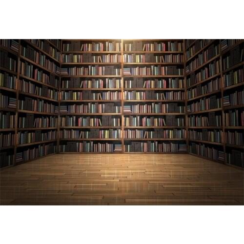 Laeacco Library Wooden Bookshelf Books Study Child Portrait Photographic Background Photography Backdrops Photocall Photo Studio