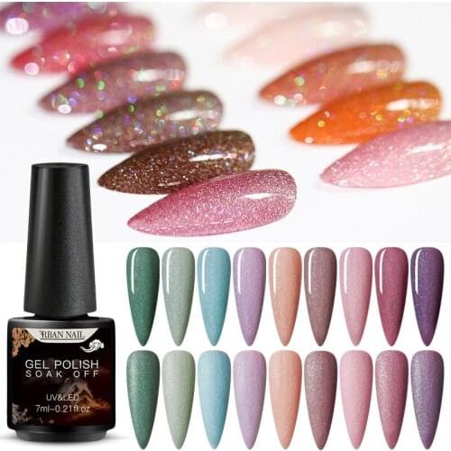 RBAN NAIL 7ml Glitter Color UV Nail Gel Polish Semi Permanent Soak Off Manicure Nail Art Gel Polish Varnish Design