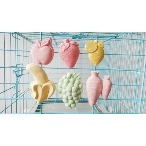 LHXMAS PET TOYS Fruit molar Stone Small size Hamster Totoro rabbit parrot grinding stone Nutrition calcium supplement 6PCS A SET